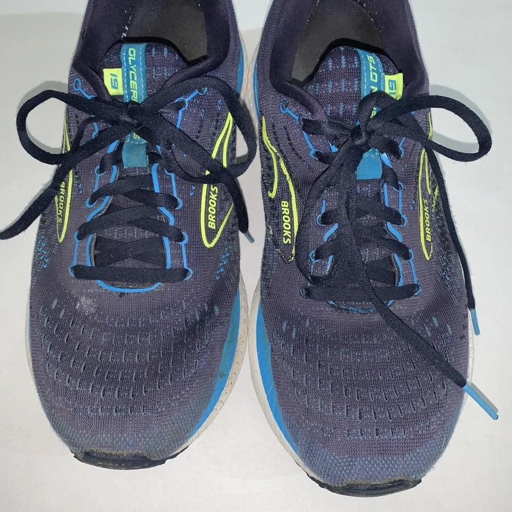Brooks Glycerin GTS 19 Shoes Mens Size 9.5 Blue Mesh Running Sneakers Cushioned